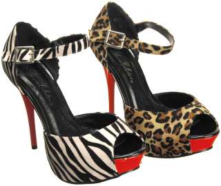   ,NIB,Women sexy Mary Janes animal print heel platform pump shoes,MD10