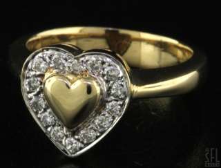 MAYORS HEAVY 18K GOLD LOVELY ELEGANT .25CT VS1/F DIAMOND HEART RING 