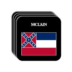   State Flag   MCLAIN, Mississippi (MS) Set of 4 Mini Mousepad Coasters