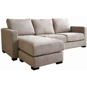  Toby Tan Microfiber Sofa With Convertible Ottoman / Chaise 