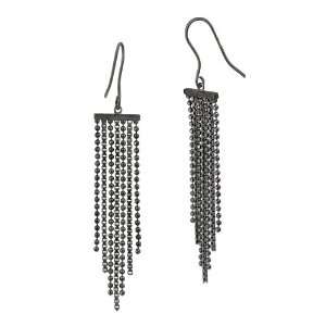   Rhodium Plated Silver Seven Row Fringe French Wire Earrings Jewelry