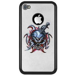  iPhone 4 or 4S Clear Case Black Tribal Skull With Knife 