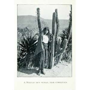 : 1907 Print Mexican Woman Cuernavaca Mexico Peon Peasant Girl Desert 