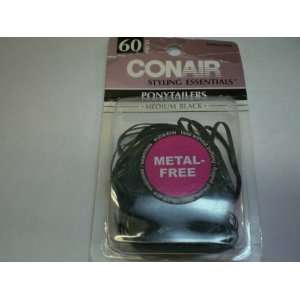   Styling Essentials Ponytailers Medium Black 60pieces metal free