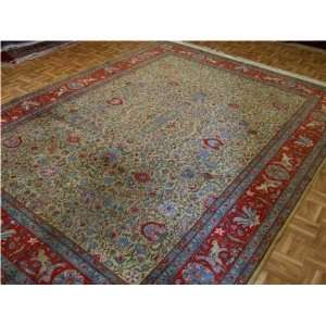  82 x 113 Olive Persian Hand Knotted Wool Tabriz Rug 