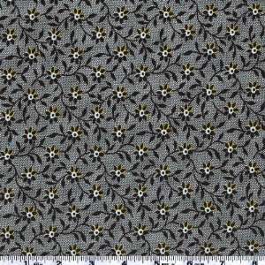  45 Wide Taxi Trio Floral Black Fabric By The Yard: Arts 