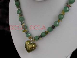 Gold foil HEART Venetian Glass Murano Pendant Necklace  