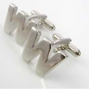  Silver Letter W Initial Cufflinks Cuff links Everything 
