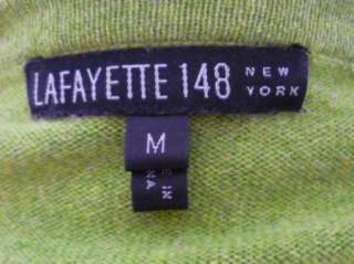 Lafayette 148 CASHMERE Sweater Green V Neck M  