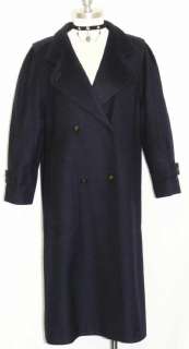 ITALY Women BLUE BOILED WOOL Winter Overcoat COAT 14 L  