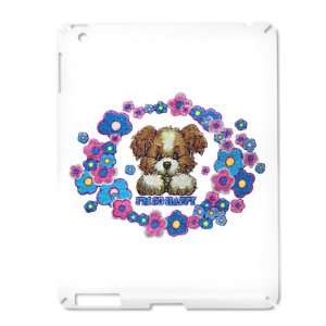  iPad 2 Case White of Im So Happy Puppy Dog with Flowers 