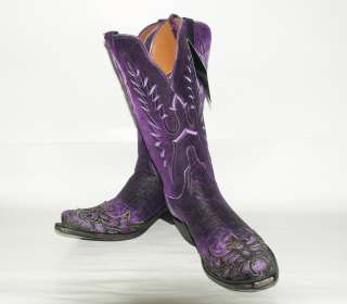   Lucchese N4736 Purple Distress/ Lightly Sueded Leather Western Boots