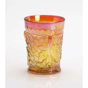  Marigold Carnival Glass Maple Leaf Pattern Tumbler Cup 