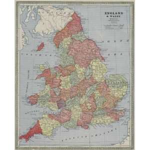  Cram 1884 Antique Map of England & Wales