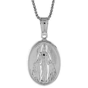  Silver Mother Mary Medal Pendant (NO Chain Included), Made in Italy 