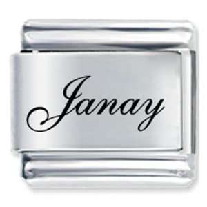   Script Font Name Janay Gift Laser Italian Charm: Pugster: Jewelry