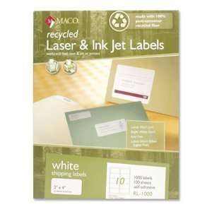  Maco Recycled Laser and InkJet Labels, 2 x 4 Inches, White 