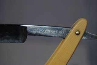 Vintage 1/2 ROYAL GOLD Straight Razor with Celluloid Shades  
