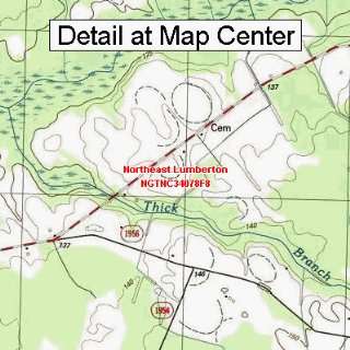 USGS Topographic Quadrangle Map   Northeast Lumberton, North Carolina 