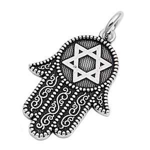  Sterling Silver Fine Jewish Star Hand Pendant Jewelry