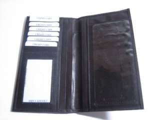 NEW Brown Men Cow hide Leather Checkbook Long Wallet⎷⎛  