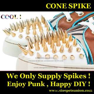 New】50 Metal Cone Spikes Screwback Punk Studs 5/8 Brass  