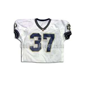  White No. 37 Game Used Notre Dame Champion Football Jersey 