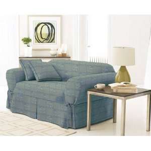  3Pcs Blue Jacquard Sofa / Loveseat / Chair Slipcover