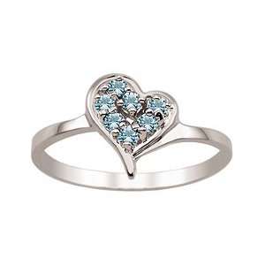  Aquamarine Heart Birthstone Ring Jewelry
