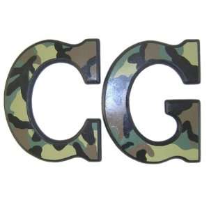    hand painted wooden letters block camouflage
