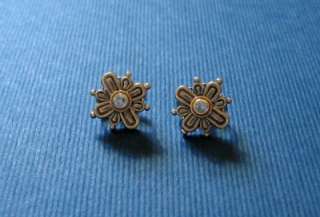 KONSTANTINO Silver Stud Cross Earrings w/Blue Topaz  