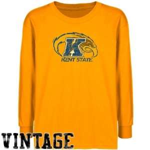 Kent State Golden Flashes Youth Gold Distressed Logo Vintage T shirt