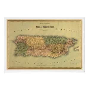  Map of Puerto Rico by Colton 1886 Poster: Home & Kitchen