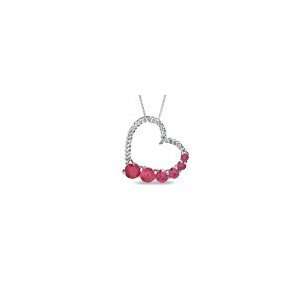 ZALES Lab Created Ruby Journey Rope Heart Pendant in Sterling Silver 