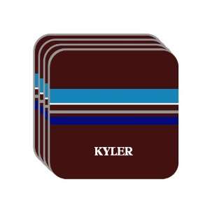 Personal Name Gift   KYLER Set of 4 Mini Mousepad Coasters (blue 