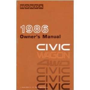  1986 HONDA CIVIC WAGON Owners Manual User Guide 