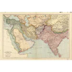  1912 Map India Turkey, Persia, Afghanistan & Turkestan 