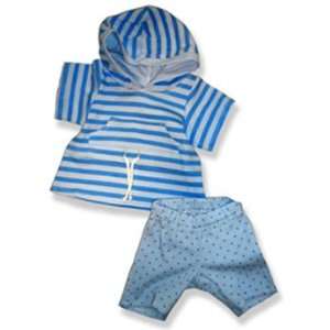  Blue Stripe Top with Leggings Outfit Teddy Bear Clothes 