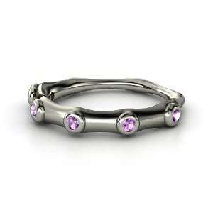  Bamboo Ring, 14K White Gold Ring with Amethyst Jewelry