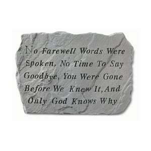  No Farewell Words Memorial Stone: Patio, Lawn & Garden