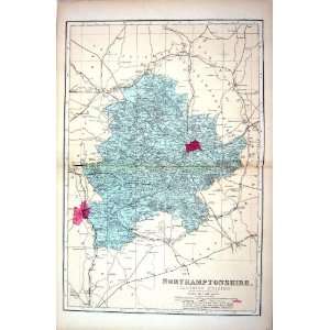  Bacon Antique Map 1883 Northamptonshire England 