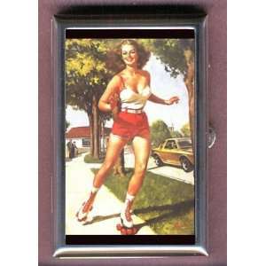  PIN UP GIRL ON ROLLER SKATES Coin, Mint or Pill Box: Made 