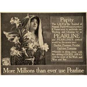   Pearline Washing Soap Lily Flowers   Original Print Ad: Home & Kitchen