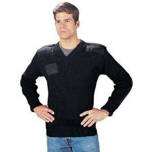    6344 GovT Black Wool V Neck Sweater (Size 48): Sports & Outdoors