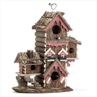   Thatch Roof Wood Cottage Chimney Birdhouse Bird House: Everything Else