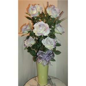  Lavender Rose Silk Flower Arrangement