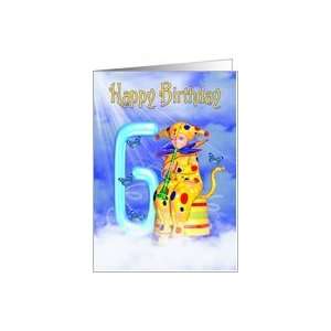 6th Birthday Card   Cute Little Pixie Clown Card