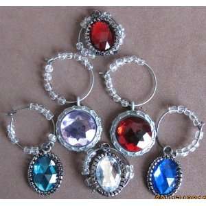  Bottle & Wine Glass Charms 6 Assorted Jewel Tags Kitchen 