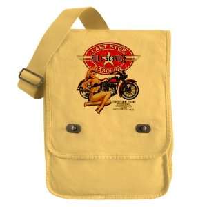   Field Bag Yellow Last Stop Full Service Gasoline Motorcycle Girl
