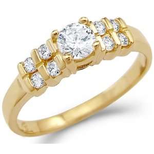   Ladies New CZ Cubic Zirconia Engagement Ring Round Cut 1.0 ct: Jewelry